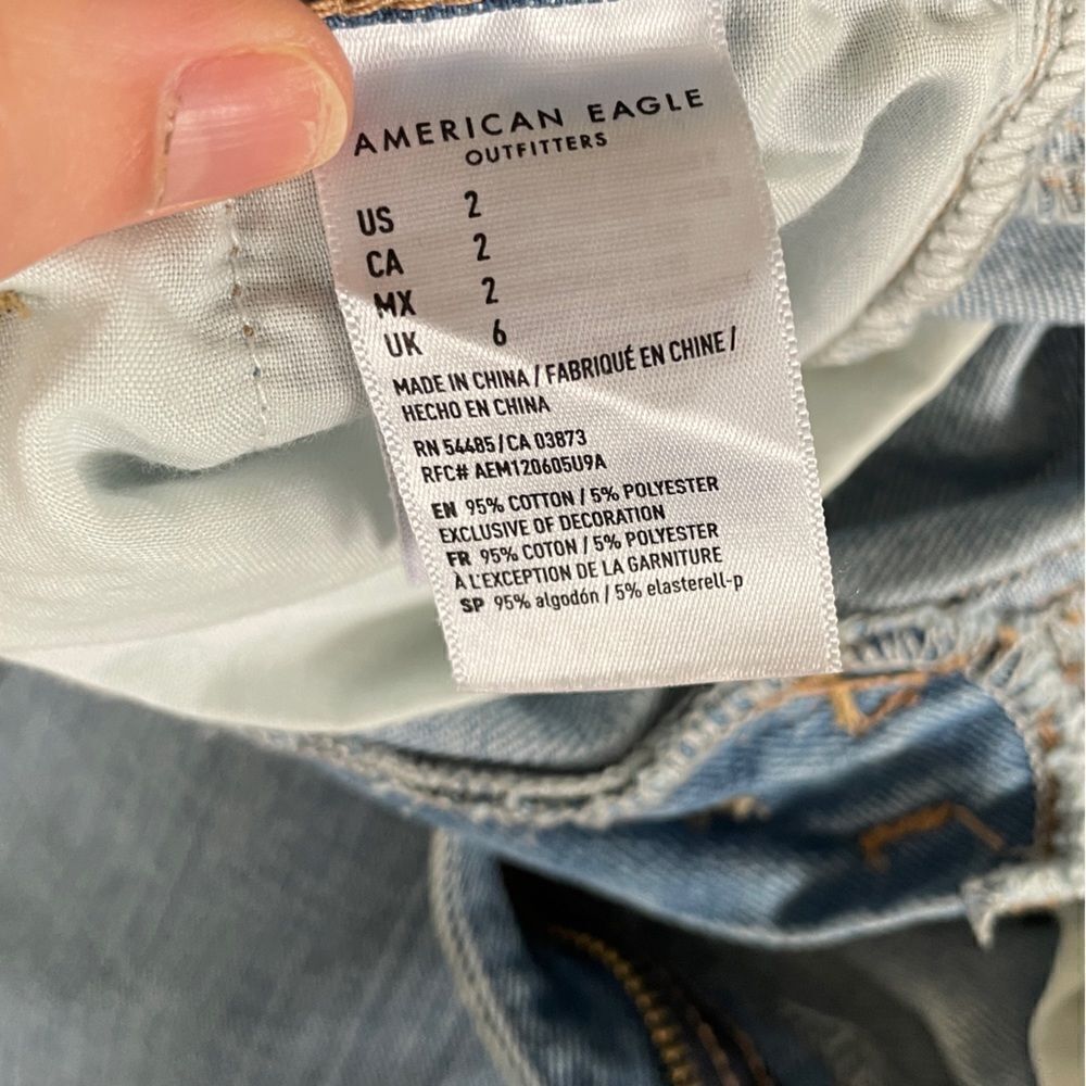 Hand Painted American Flag High Waist Denim Shorts 2 - Picture 7 of 12